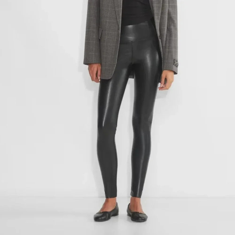 Black  Vegan Leather Tights, Wilfred, US S